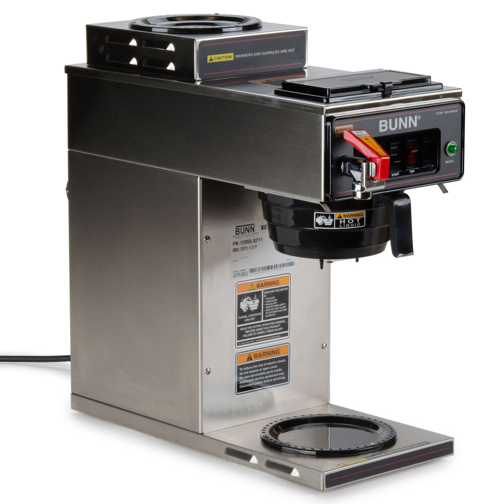 Bunn CWTF15-2 12 Cup Automatic Coffee Brewer with Upper & Lower Warmers & Hot Water Faucet ...