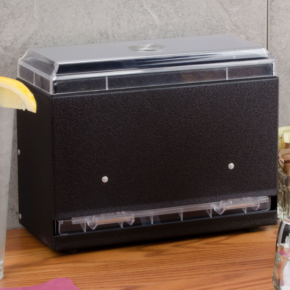 Vollrath 383506 Straw Boss Single Sided Bulk Straw Dispenser Black