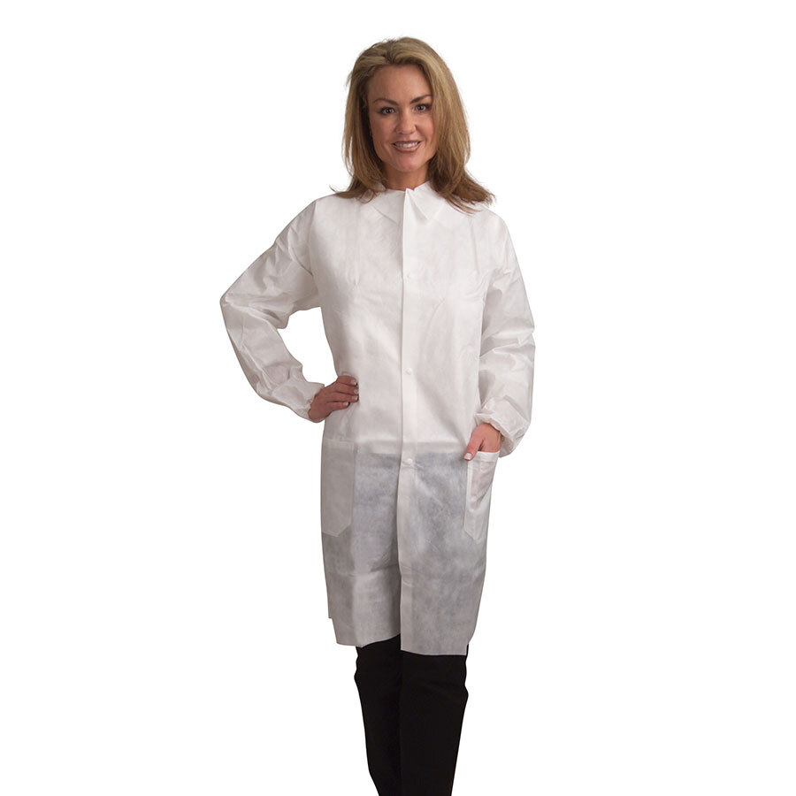 White Disposable Polypropylene Lab Coat Small
