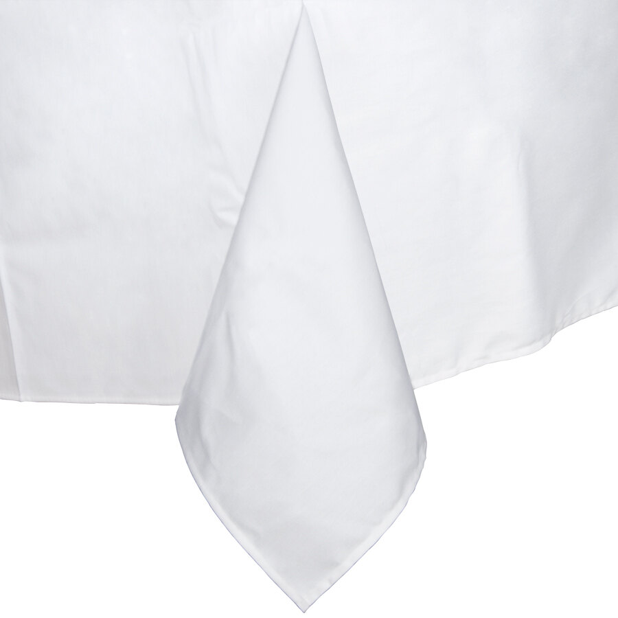 White Hemmed Poly Cotton Tablecloth 54" x 120"