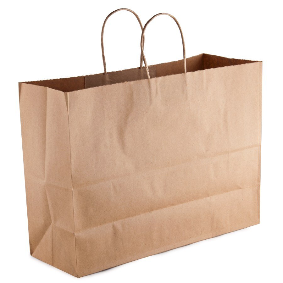 Tote Natural Kraft Paper Shopping Bag with Handles 16" x 6" x 12" 250