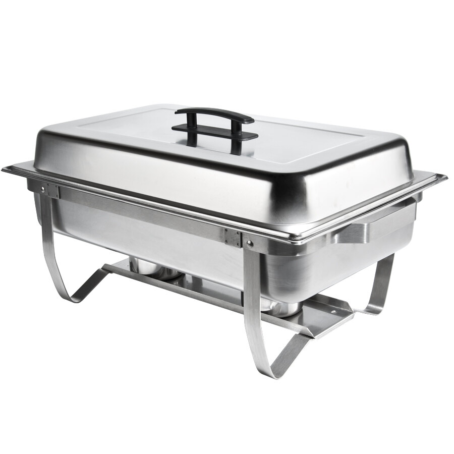 Choice Economy 8 Qt. Full Size Stainless Steel Chafer with Folding Frame Choice Economy 8 Qt Full Size Stainless Steel Chafer