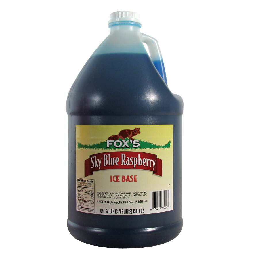 Fox's Blue Raspberry Italian Ice Syrup Base (4) 1 Gallon Containers