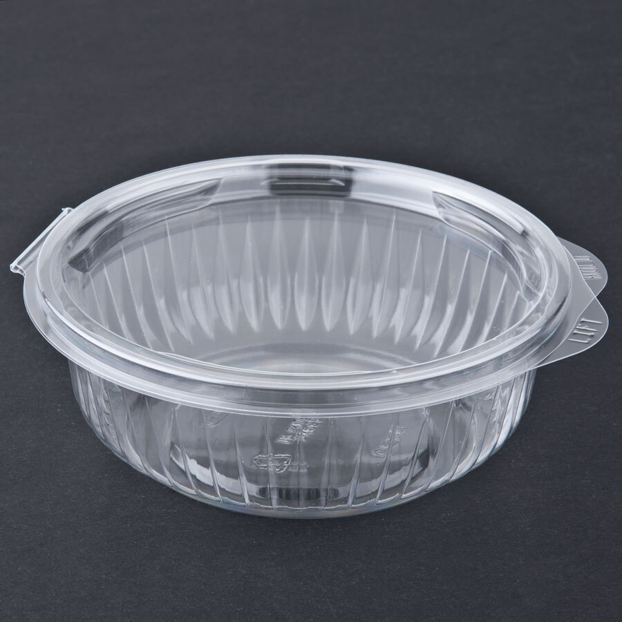 Dart Solo C12HBF PresentaBowls 12 oz. Clear Hinged Plastic Bowl with Flat Lid 300 / Case
