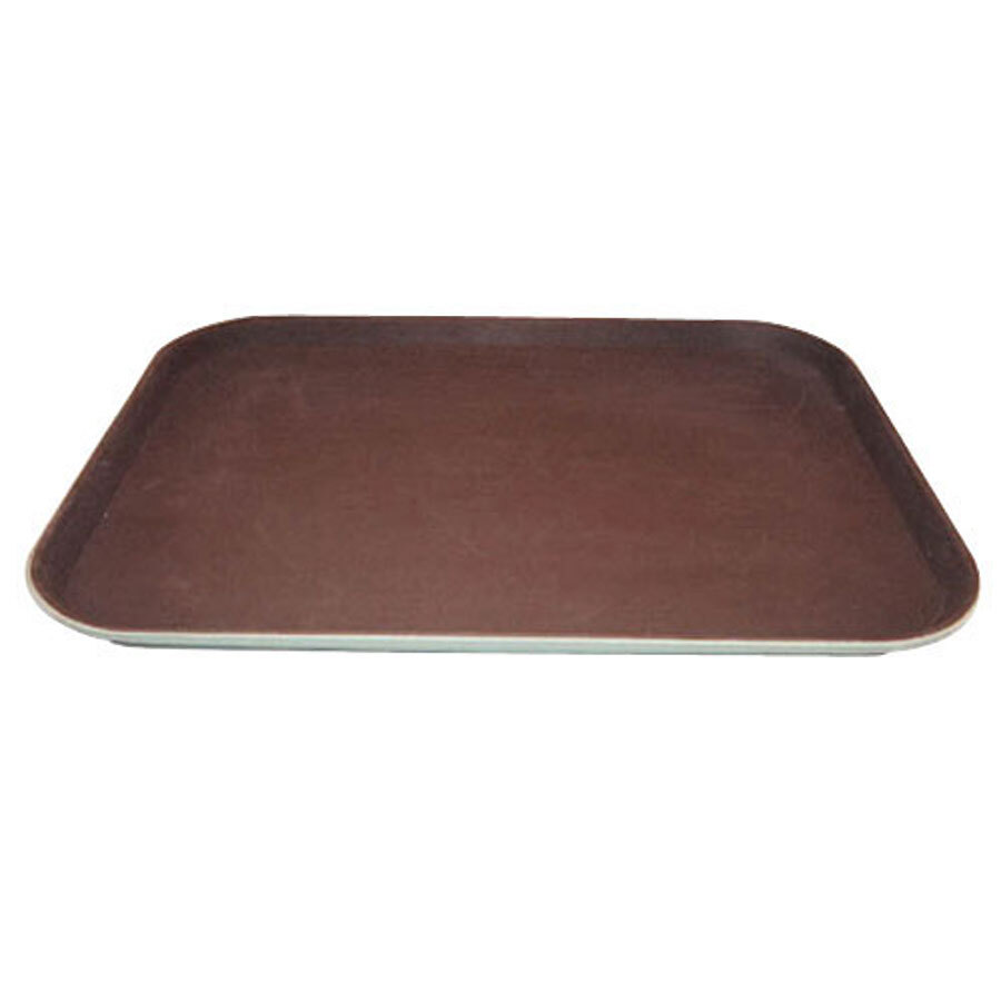 14" x 18" Brown Rectangular Fiberglass NonSkid Serving Tray