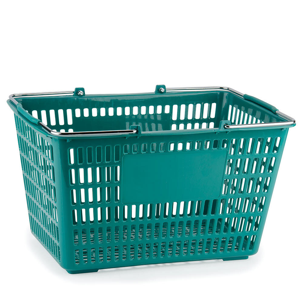 Green 19" x 13" Plastic Grocery Market Shopping Basket