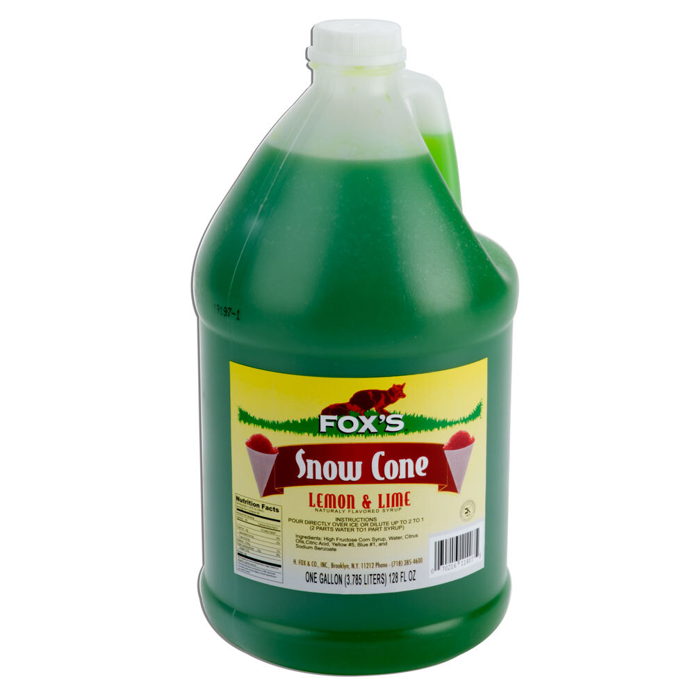 Fox's 1 Gallon LemonLime Snow Cone Syrup 4/Case
