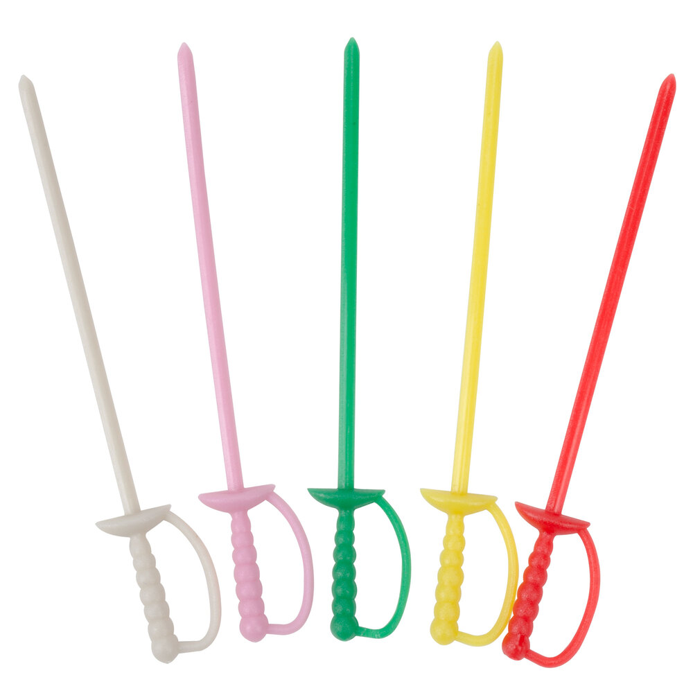 Royal Paper RP147 3 1/4" Plastic Sword Colored Food Pick 1000/Box