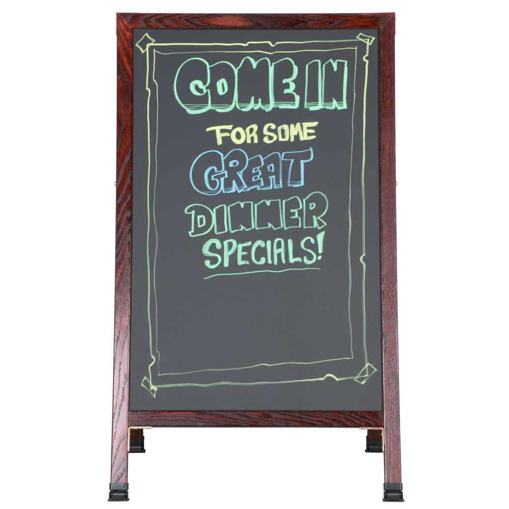 42 x 24 cherry a frame sign board with black write on chalk board