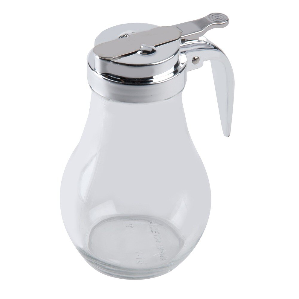 12 oz. Glass Syrup Dispenser with Chrome Plated Plastic Top