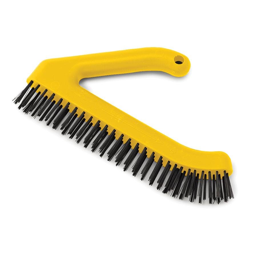 Rubbermaid 9B40 11" Yellow Angular Wire Brush with Steel Bristles