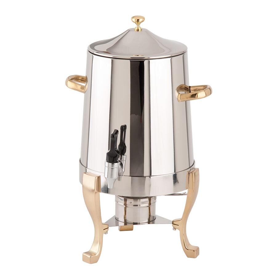 Choice Deluxe Stainless Steel Coffee Chafer Urn with Gold Accents 3