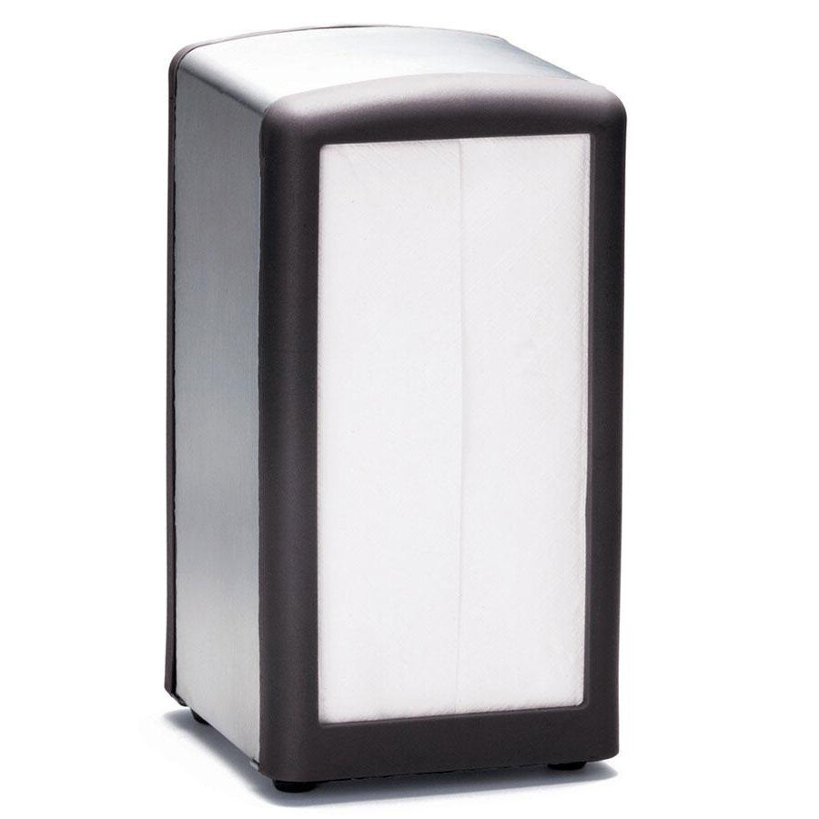 Tablecraft 3221BK Black Full Size Napkin Dispenser with Stainless Steel