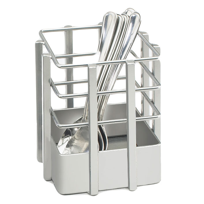 Cal Mil 154474 4" x 4" Silver Soho Single Slot Metal Flatware Organizer
