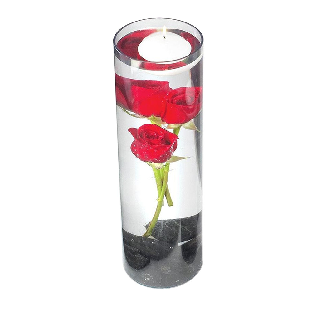Cal Mil 87224 Round Clear Plastic Accent Display Vase 4" x 24"