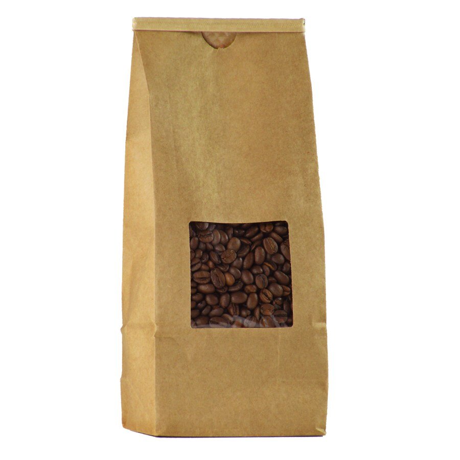 Brown 1 lb. Customizable Tin Tie Coffee Bag with Window 1000 / Case