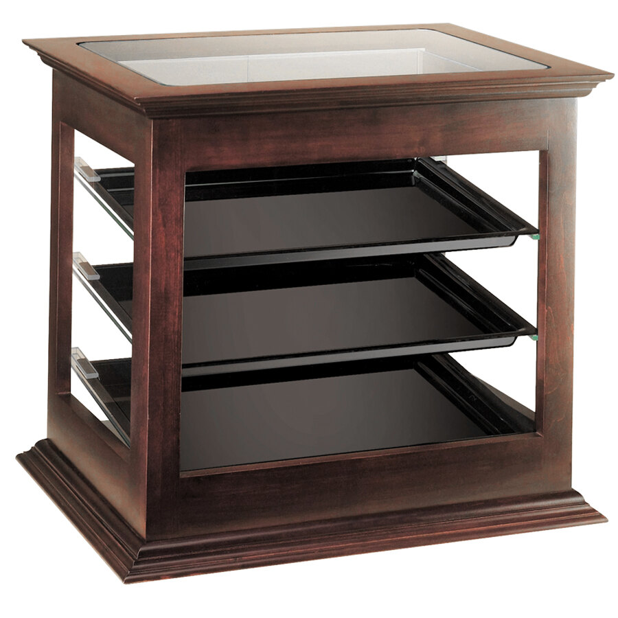 CalMil 28452 Three Tier Wood Frame Display Case with Rear Door 21 3