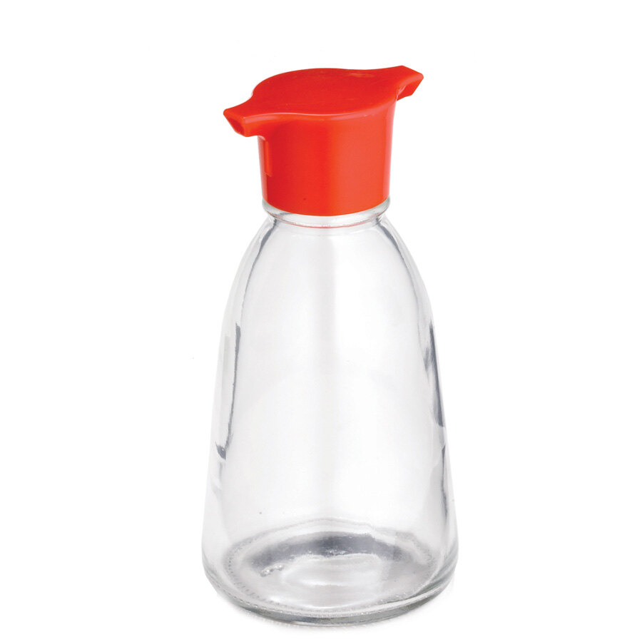 Tablecraft H888CD 6 oz. Red Top Soy Sauce Bottle