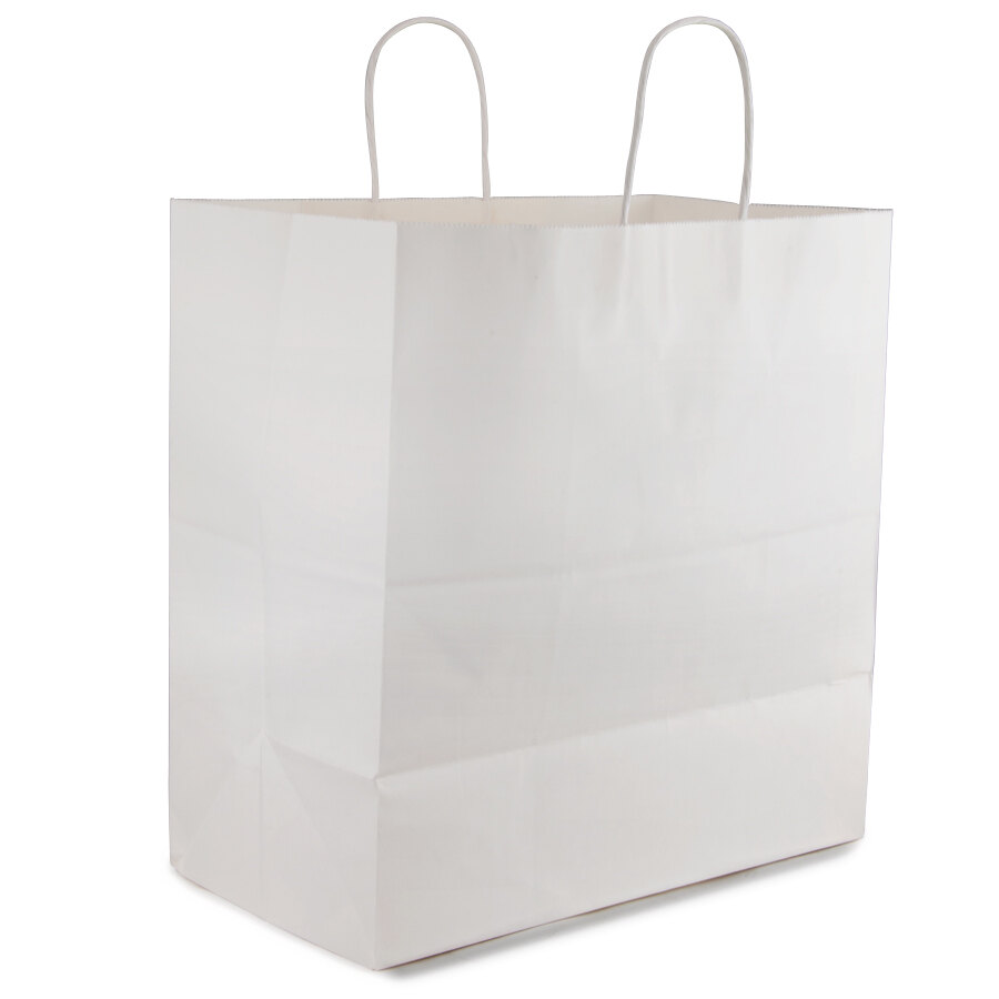Royal White Paper Shopping Bag with Handles 14" x 8" x 15" 200 / Bundle