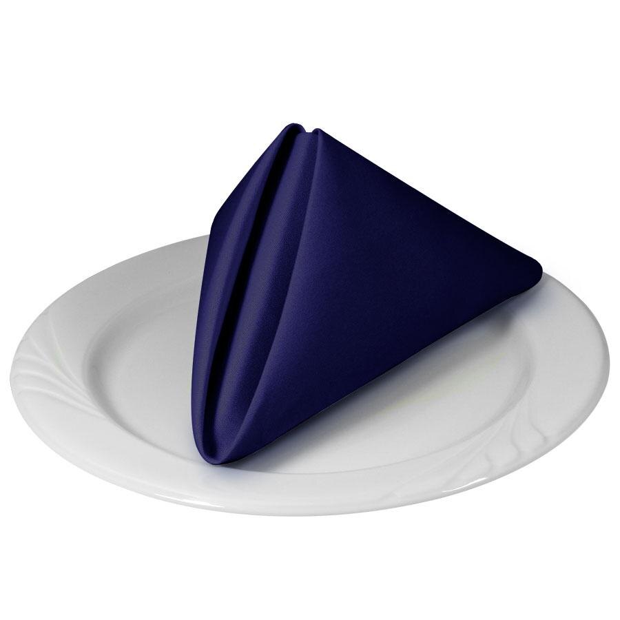 20" x 20" Navy Blue Hemmed Polyspun Cloth Napkin 12 / Pack