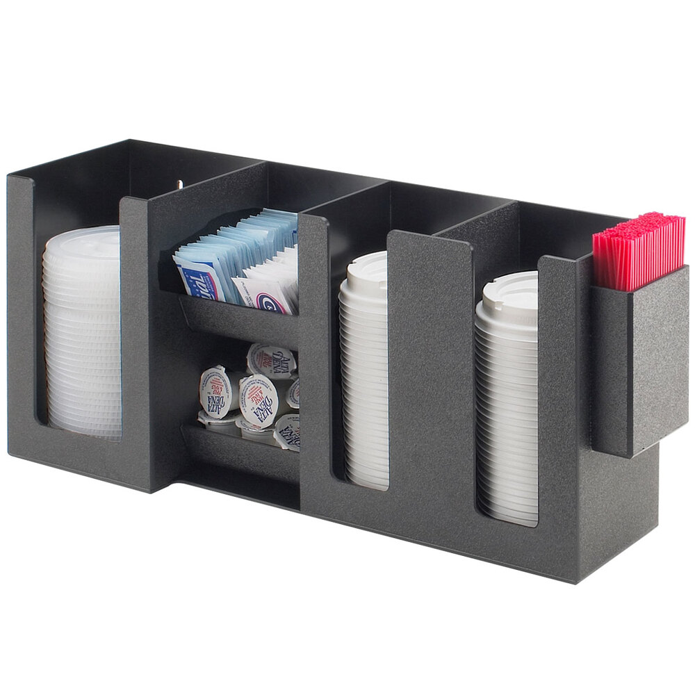 CalMil 38713 Black Napkin / Lid / Condiment Organizer 17 1/2" x 5" x 8"