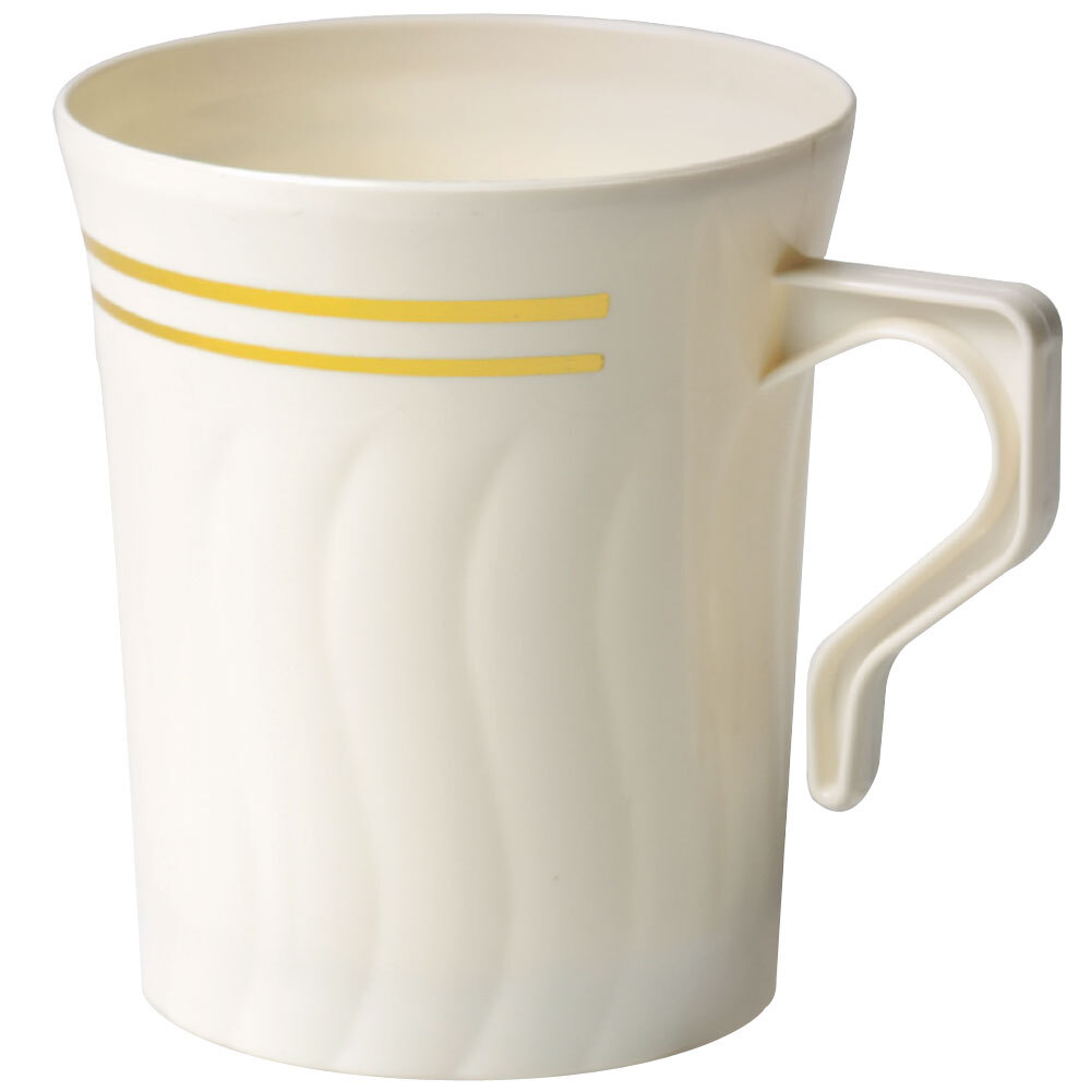 Fineline Gold Splendor 508-BO Bone White 8 oz. Plastic Coffee Mug - 12 ...
