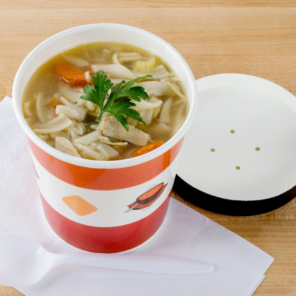 Choice 32 oz. DoubleWall Poly Paper Soup / Hot Food Cup with Vented