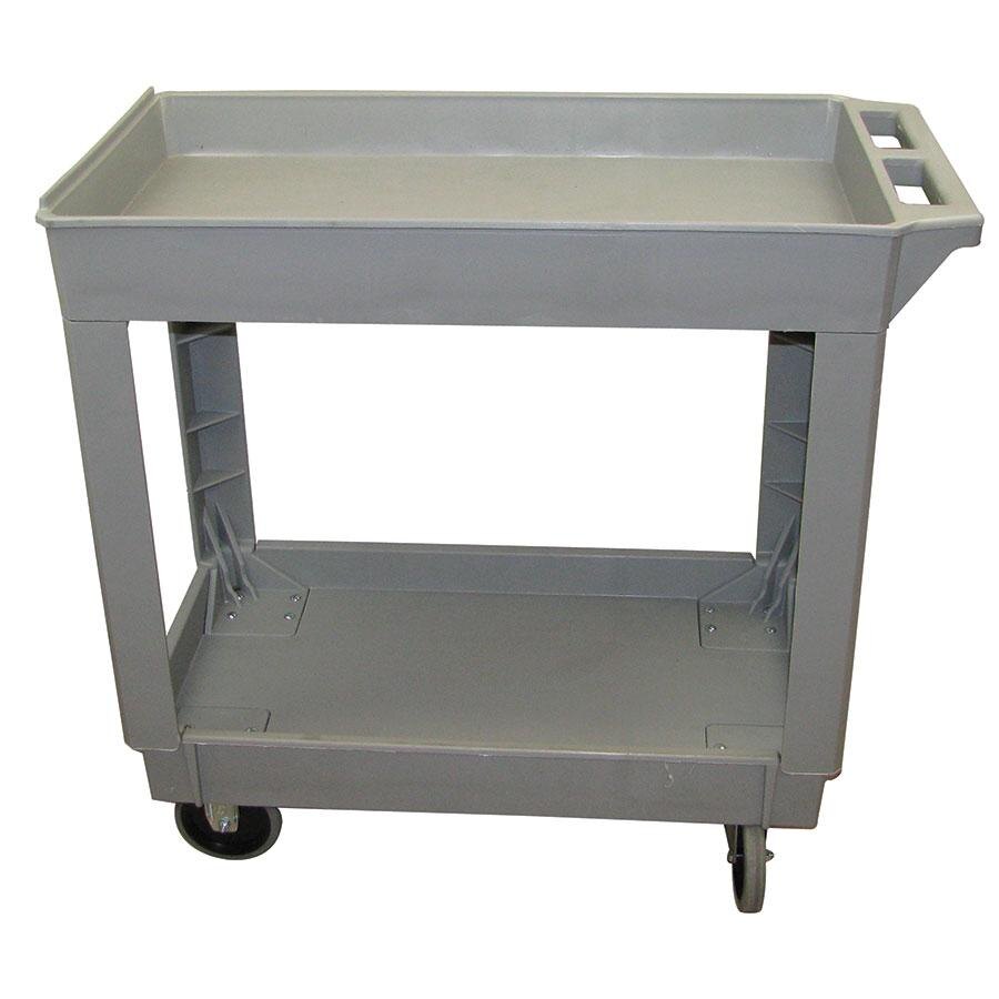 Continental 5800GY Gray Utility Cart with 2Shelf Recessed Top 34" x 17"