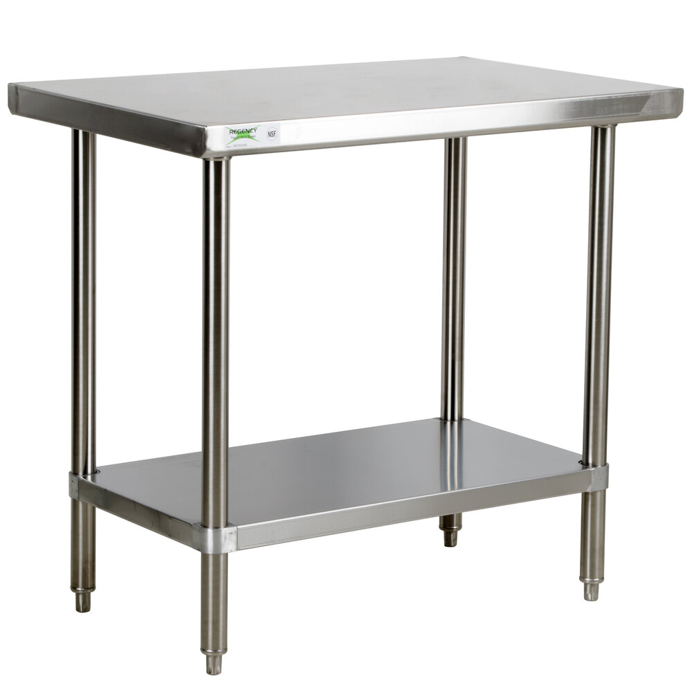 Regency 16 Gauge All Stainless Steel Commercial Work Table - 30" x 36 Stainless Steel Commercial Work Table