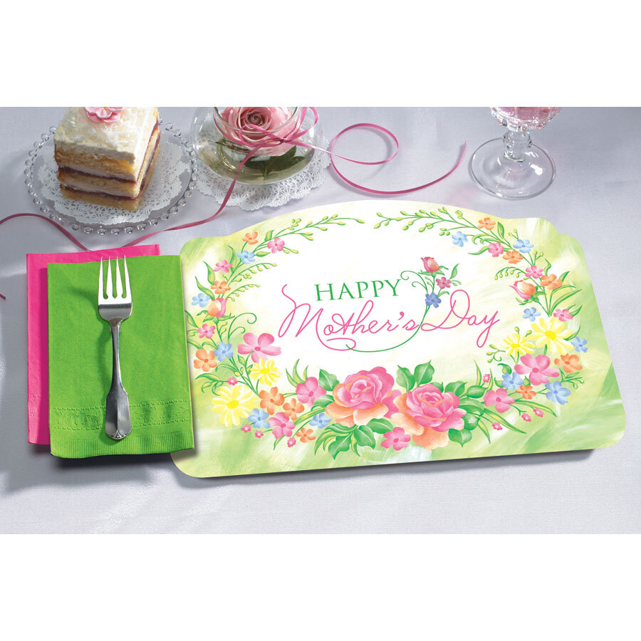 Hoffmaster 856732 10" x 14" Mother's Day Placemat and Napkin Combo Pack