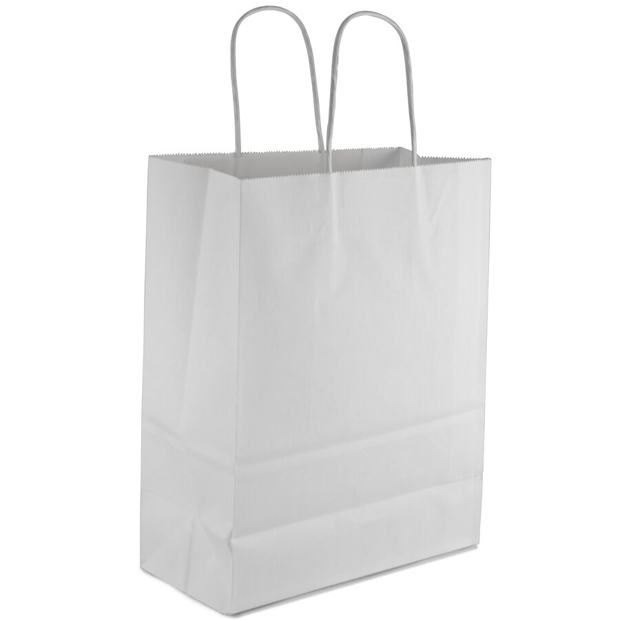Missy White Paper Shopping Bag with Handles 10" x 5" x 13" 250 / Case