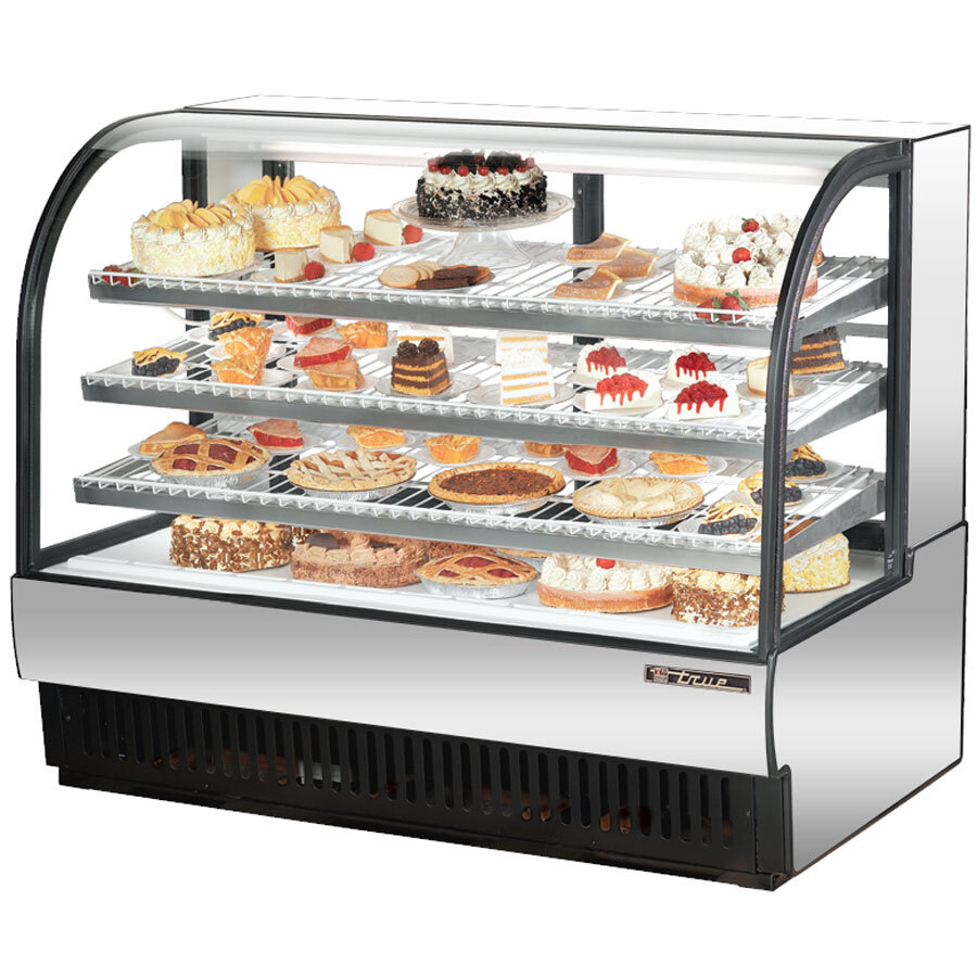 True TCGR59 59" Stainless Steel Curved Glass Refrigerated Bakery