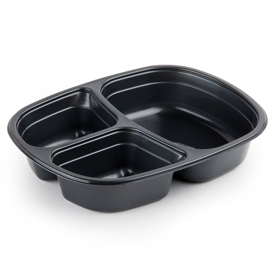 Genpak 55027 Dual Ovenable Food Tray 8 1/2 inch x 6 5/8