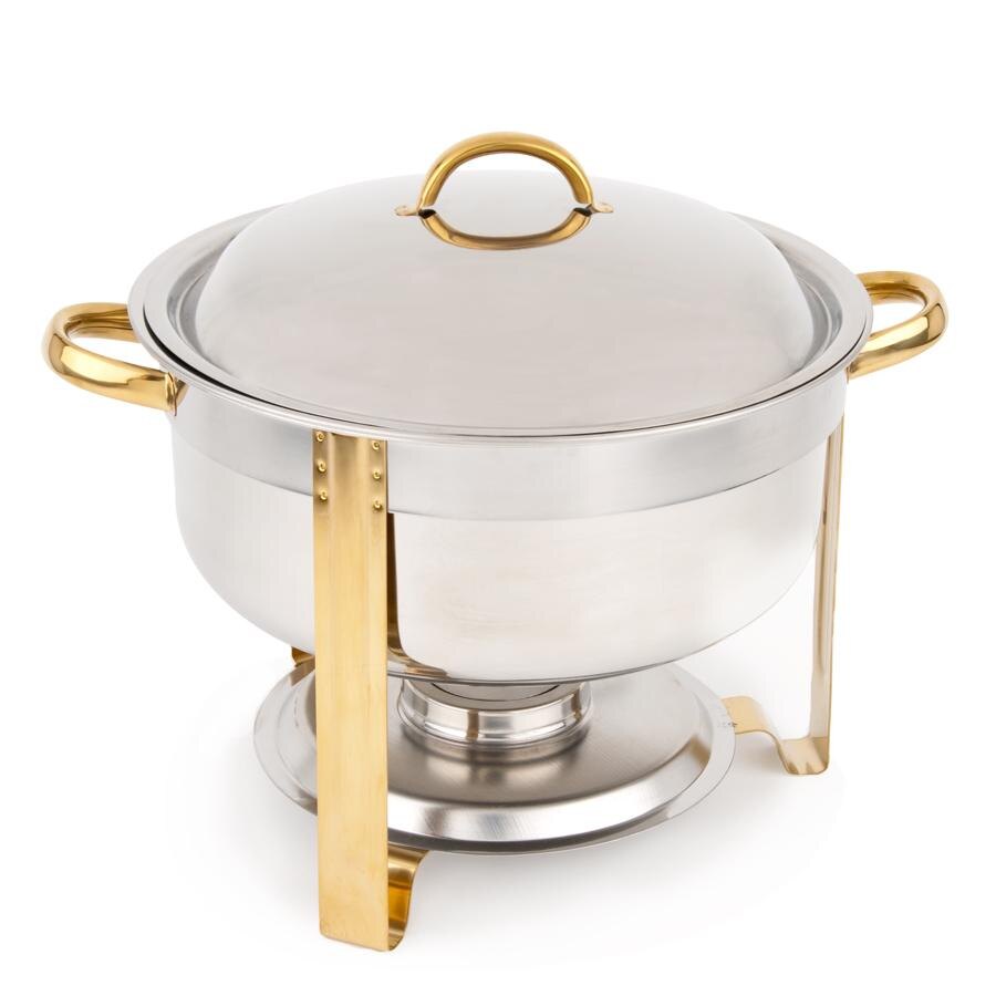 Choice 8 Qt. Deluxe Round Gold Accent Soup Chafer