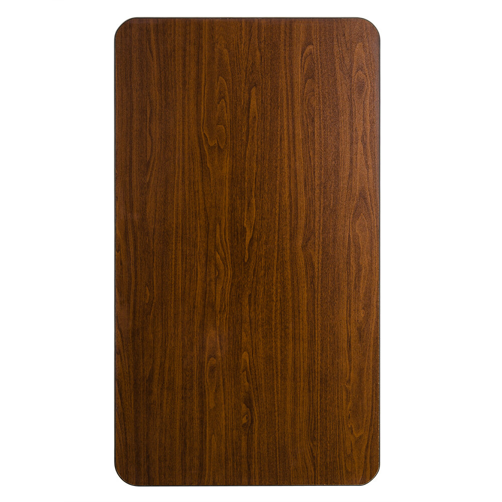 24 inch x 42 inch Laminated Rectangular Table Top Reversible Walnut / Oak