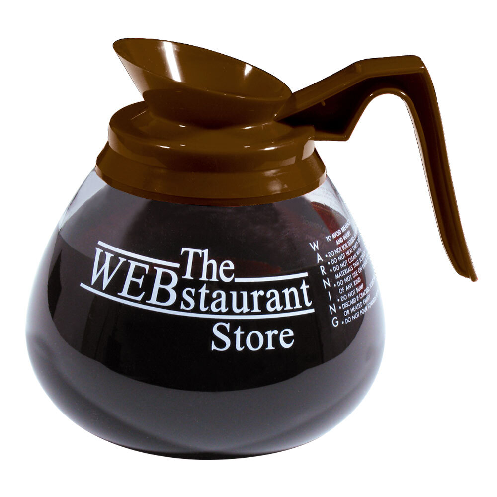 staurantStore Logo 64 oz. Glass Coffee Decanter with Brown Handle