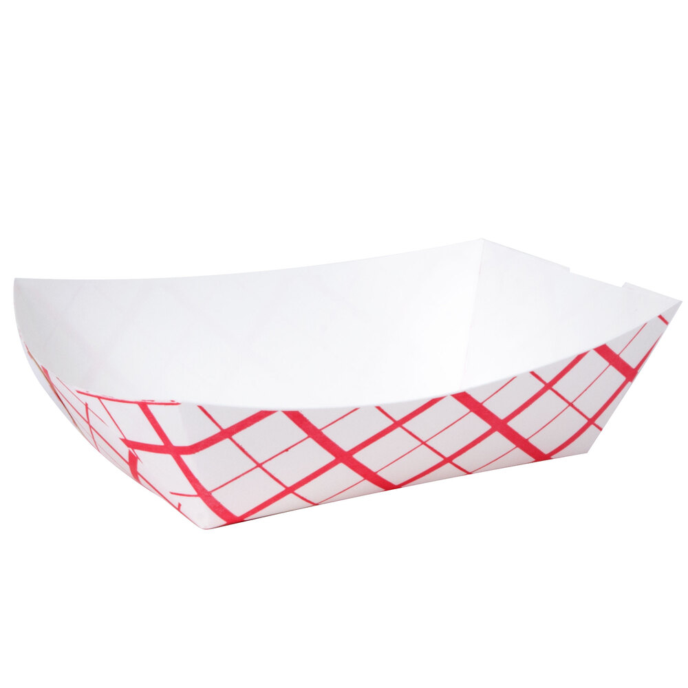 3 lb. Red Check Paper Food Tray 500 / Case