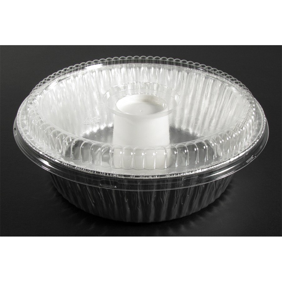 D&W Fine Pack D61 8" Aluminum Foil Angel Food Pan with Clear Dome Lid