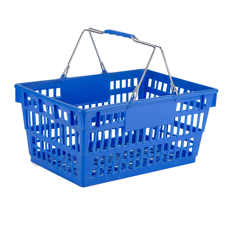 Blue 19" x 13" Plastic Grocery Market Shopping Basket