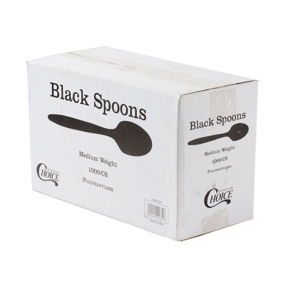Choice Medium Weight Black Plastic Spoon 1000 / Case