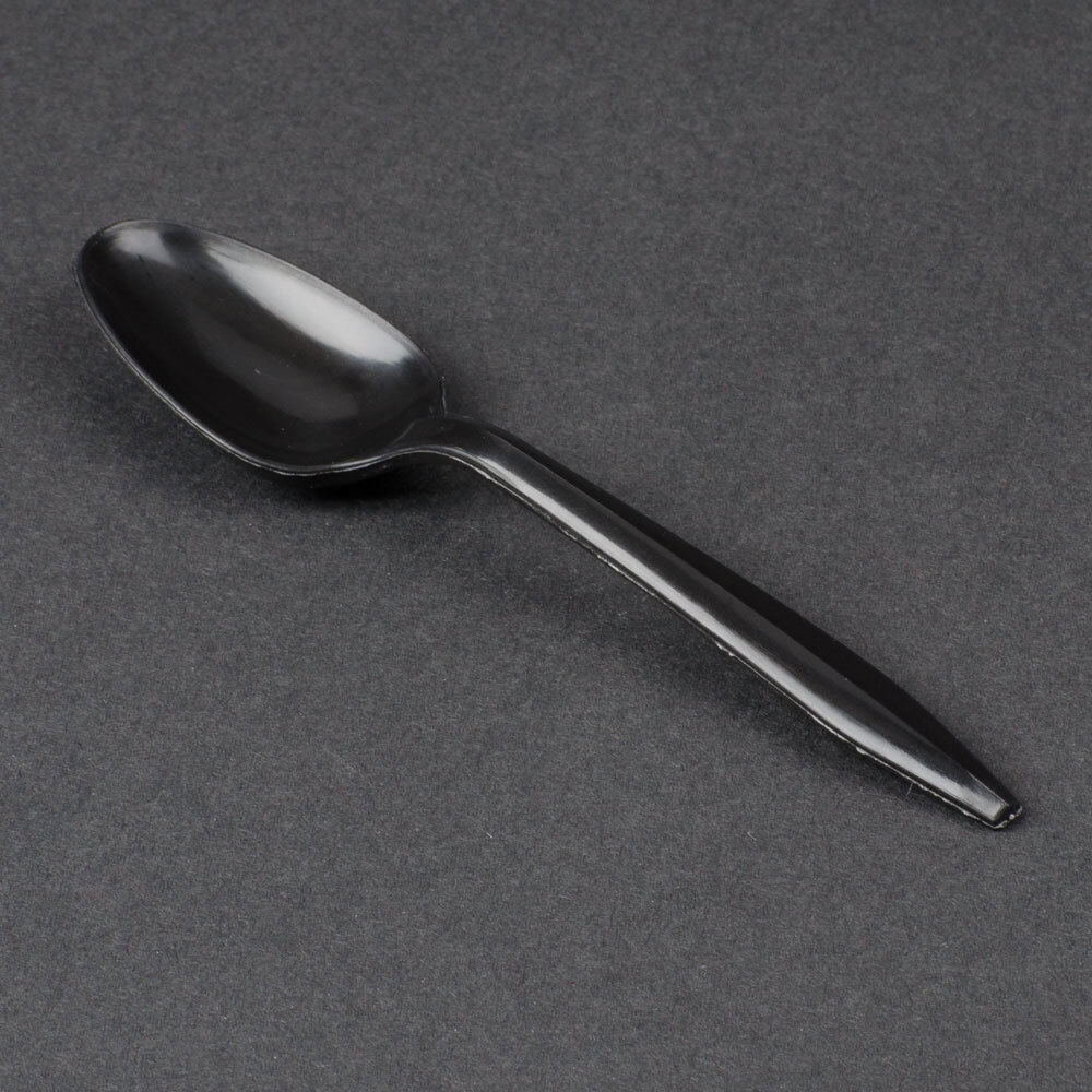 Choice Medium Weight Black Plastic Spoon 1000 / Case