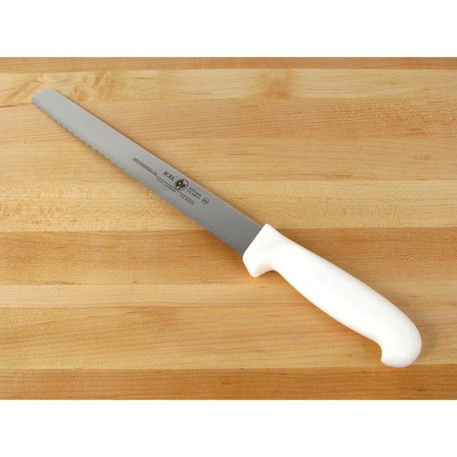 10" Serrated Roast Beef Slicer with White Polypropylene Handle