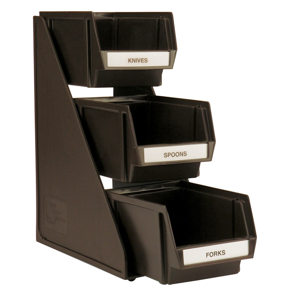 Traex 484201 Brown SelfServe Condiment Bin Stand Set with 3Tier