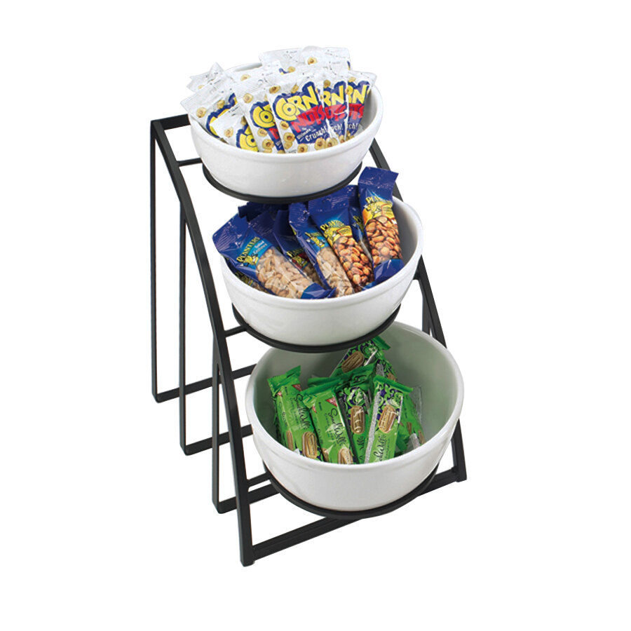 CalMil 17121013 Mission 10" Black Round Bowl Display Stand 12" x 19" x 17 1/2"