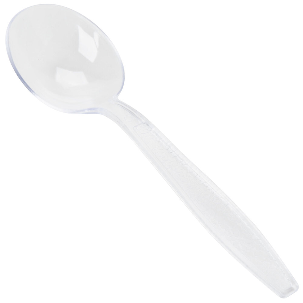 Visions Heavy Weight Clear Plastic Soup Spoon 100 / Pack