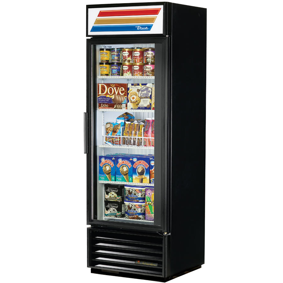 True GDM19TFLD Black Glass Door Merchandiser Freezer with LED Lighting