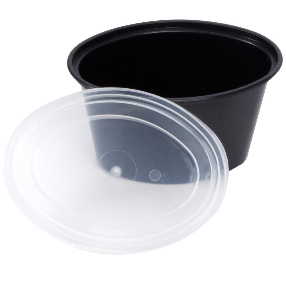 Newspring E505B ELLIPSO 5 oz. Black Oval Plastic Souffle / Portion Cup