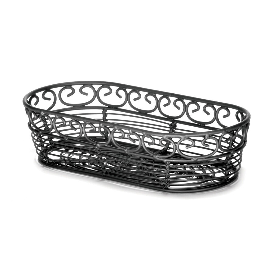 Tablecraft BK21709 Mediterranean Oblong Black Metal Basket 9" x 4" x 2"