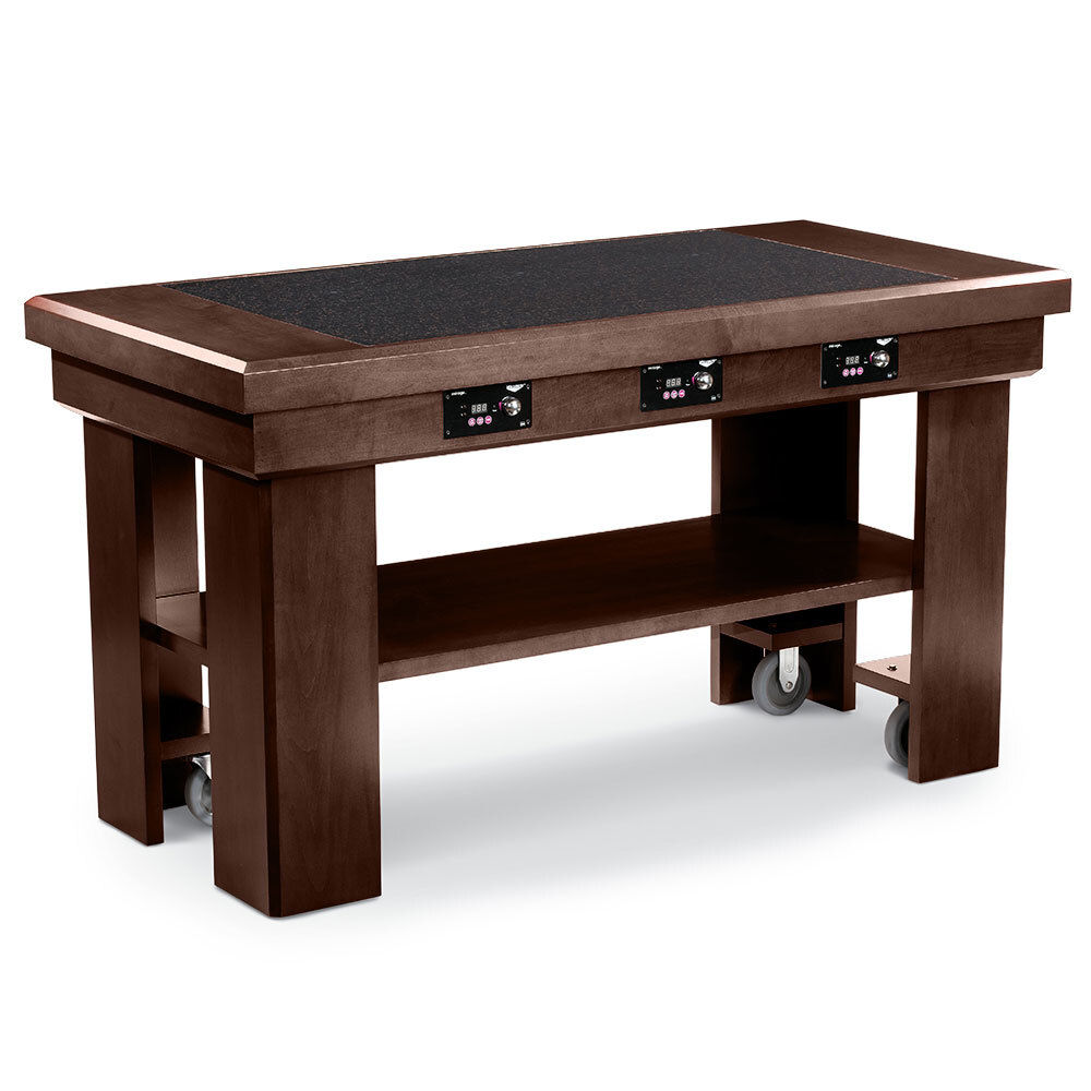 Vollrath 7552281 60" Walnut Induction Buffet Table with 3 Warmers 120V