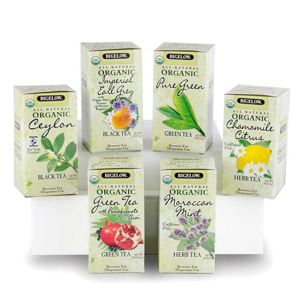 Bigelow Assorted Organic Teas 20 Bags per Box, 6 boxes per Case